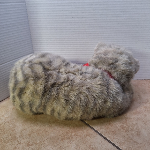 Ty Beanie Buddies Al E. Cat Striped Gray Tabby Cat Plush 13" Red Bow 1995 - Picture 5 of 11